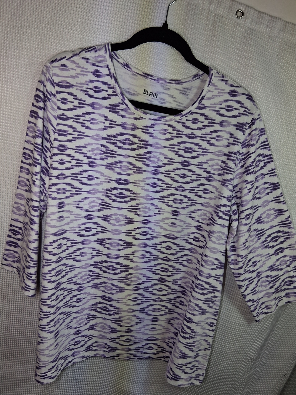 Blair Lavender and White Patterned Long Sleeve Crewneck Top